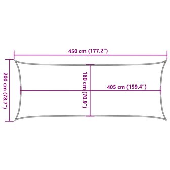 Zonnezeil 160 g/m&sup2; rechthoekig 2x4,5 m HDPE zandkleurig 10