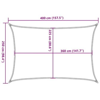 Zonnezeil 160 g/m&sup2; rechthoekig 2,5x4 m HDPE zandkleurig 10