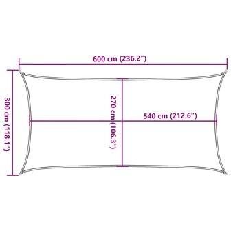 Zonnezeil 160 g/m&sup2; rechthoekig 3x6 m HDPE zandkleurig 10