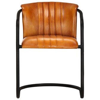 Eetkamerstoelen 2 st echt leer bruin tan 3