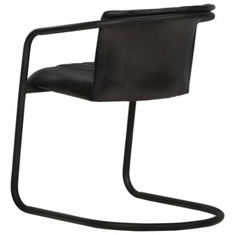 Eetkamerstoelen 4 st echt leer zwart 5