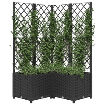 Plantenbak met latwerk 80x80x136 cm polypropeen zwart 3