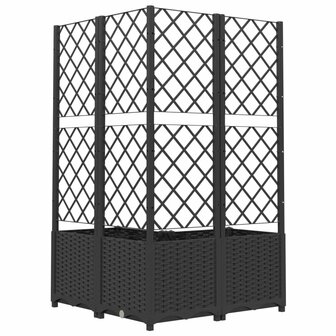 Plantenbak met latwerk 80x80x136 cm polypropeen zwart 6