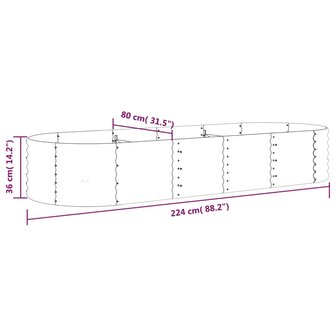 Plantenbak 224x80x36 cm gepoedercoat staal grijs 6