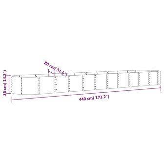 Plantenbak 440x80x36 cm gepoedercoat staal antracietkleurig 6