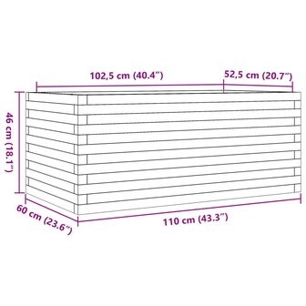 Plantenbak 110x60x46 cm massief grenenhout wit 10