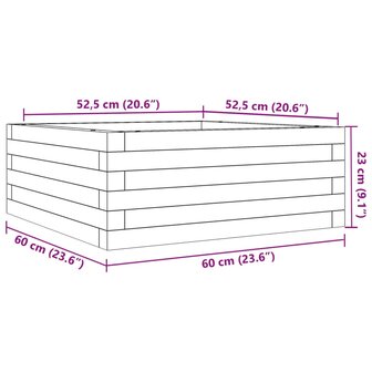 Plantenbak 60x60x23 cm massief grenenhout wit 10