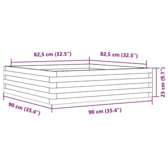 Plantenbak 90x90x23 cm massief grenenhout wit 10