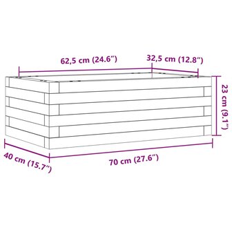 Plantenbak 70x40x23 cm massief grenenhout wit 10