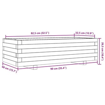 Plantenbak 90x40x26,5 cm massief grenenhout wit 10