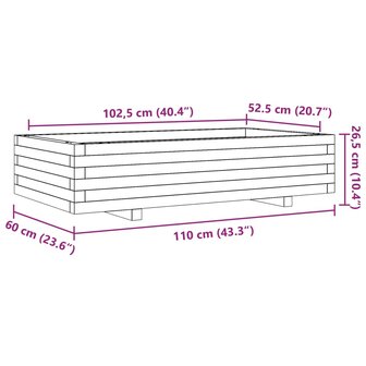 Plantenbak 110x60x26,5 cm massief grenenhout 10