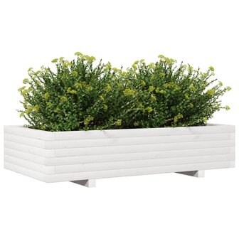 Plantenbak 110x60x26,5 cm massief grenenhout wit 4