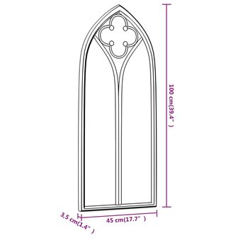 Tuinspiegel 100x45 cm ijzer zwart 6