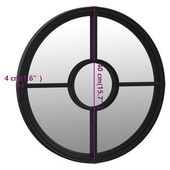 Tuinspiegel rond 40x4 cm ijzer zwart 6