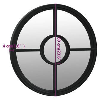 Tuinspiegel rond 60x4 cm ijzer zwart 6