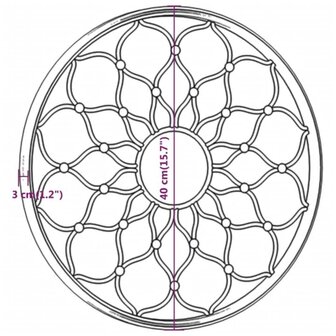 Tuinspiegel rond 40x3 cm ijzer zwart 6