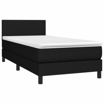 Boxspring met matras en LED stof zwart 90x200 cm 3