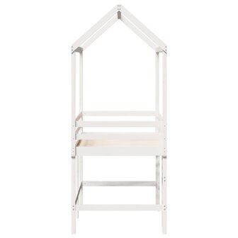 Halfhoogslaper met ladder en bedhuis grenenhout wit 90x190 cm 7