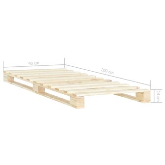 Bedframe pallet massief grenenhout 90x200 cm 6