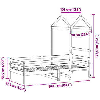 Slaapbank met huisje 90x200 cm massief grenenhout wit 12