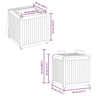 Kussenbox 45x45x45/53 cm massief acaciahout en staal 10