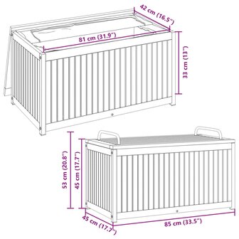 Kussenbox 85x45x45/53 cm massief acaciahout en staal 10