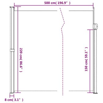 Windscherm uittrekbaar 220x500 cm antracietkleurig 10