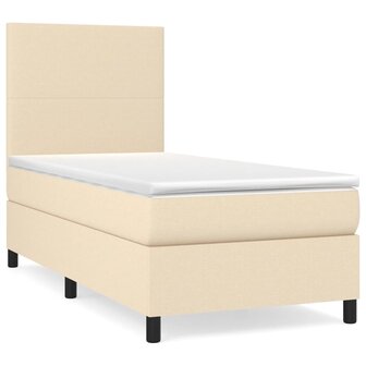 Boxspring met matras stof cr&egrave;mekleurig 80x200 cm 2