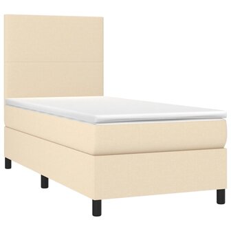 Boxspring met matras stof cr&egrave;mekleurig 80x200 cm 3