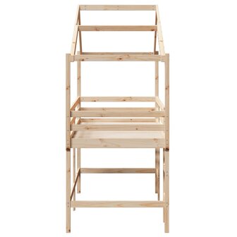 Halfhoogslaper met ladder en bedhuis grenenhout 90x190 cm 7