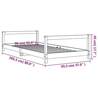 Kinderbedframe 90x200 cm massief grenenhout 9