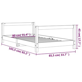 Kinderbedframe 80x160 cm massief grenenhout wit 9