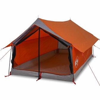 Tent 2-persoons waterdicht grijs en oranje 2