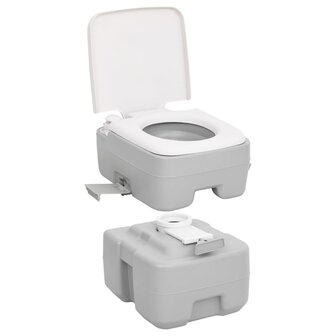 Campingtoilet draagbaar 20+10 L HDPE grijs en wit 4