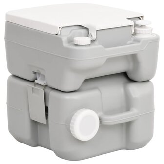 Campingtoilet draagbaar 20+10 L HDPE grijs en wit 5