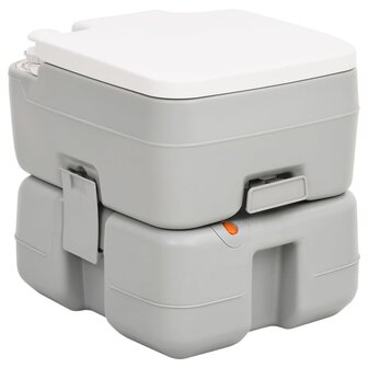 Campingtoilet draagbaar 15+10 L HDPE grijs en wit 1