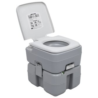 Kampeertoilet draagbaar 20 + 10 L grijs 1