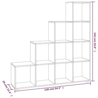 Boekenkast trapvormig 142 cm bewerkt hout zwart 7