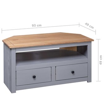 Tv-hoekkast Panama Range 93x49x49 cm massief grenenhout grijs 9