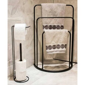 Bathroom Solutions Handdoekenrek staand 49,5x75 cm metaal zwart 1