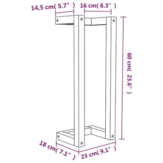 Handdoekenrek 23x18x60 cm massief grenenhout 8