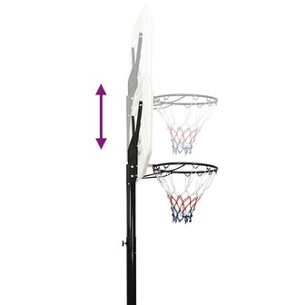 Basketbalstandaard 258-363 cm polyetheen wit 8