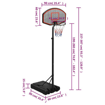 Basketbalstandaard 237-307 cm polyetheen 10