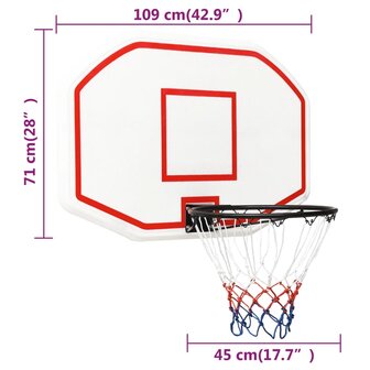 Basketbalbord 109x71x3 cm polyetheen wit 7