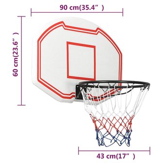 Basketbalbord 90x60x2 cm polyetheen wit 7