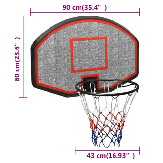 Basketbalbord 90x60x2 cm polyetheen zwart 7