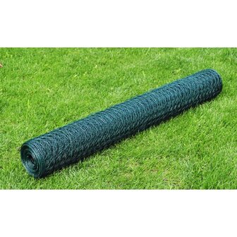 Kippengaas 25x0,5 m met PVC coating groen 1