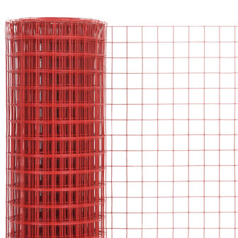 Kippengaas 10x1,5 m staal met PVC coating rood 3