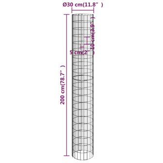 Gabion paal rond &Oslash;30x200 cm gegalvaniseerd staal 6