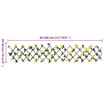 &nbsp;Kunstplant klimop op latwerk uittrekbaar 180x20 cm geel 6